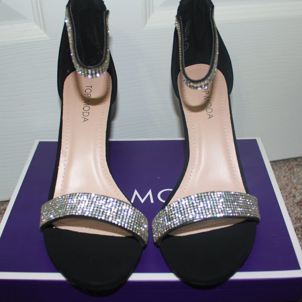 Rhinestoned Black Heels - Picture 3 of 5